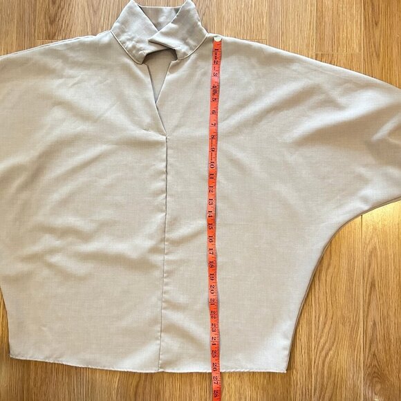 Rookie Beige Collared Blouse with Tied Cuffs - Picture 8 of 9